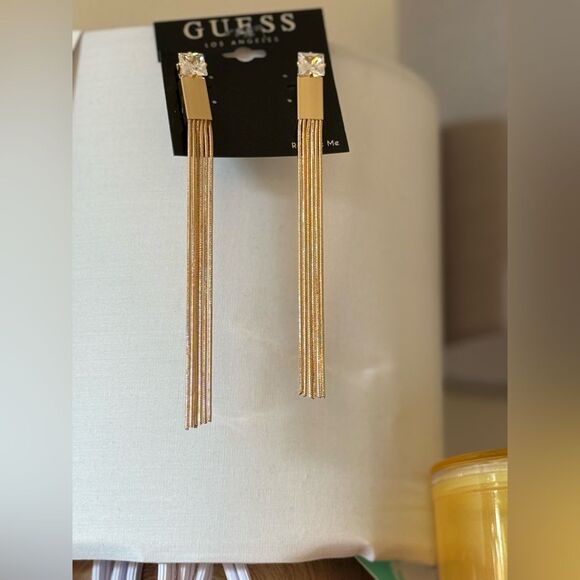 Guess Gold Chain Tassel Earrings NEW NEVER WORN - Picture 4 of 4